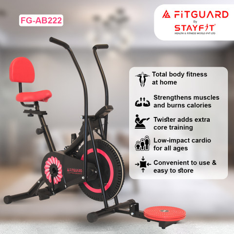 FITGUARD FG-AB 222 By STAYFIT Home-Use Dual Cycle Trainer Moving Handle  Backrest Twister Indoor Cycles Exercise Bike