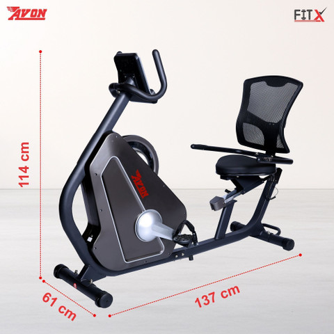 AVON Fitx RECUMBENT BIKE-REC-793, Motorized with Adaptor, 16 Resistance  Levels Indoor Cycles Exercise Bike