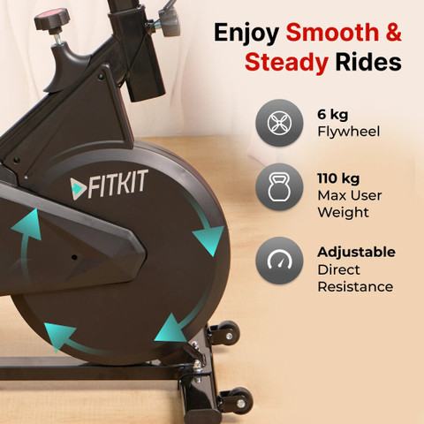 FITKIT by Cult FK7001 Spin Bike 6Kg Flywheel LED Screen Max