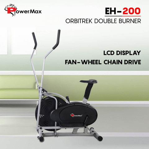Powermax Fitness EH-200 Elliptical Cross Trainer with Hand Pulse Folding  Bike Exercise Bike