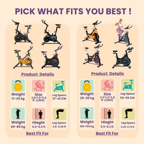 BIONFIT Gym Cycle Spin z11 for Home Workout, Max Weight: 100kg for