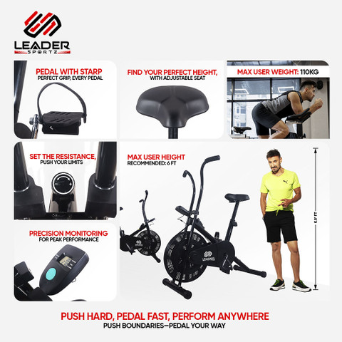Leader Sportz Airmax Exercise Bike|Indoor Gym Cycle with