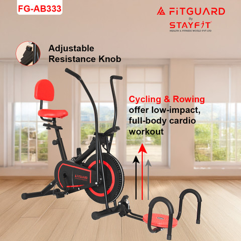 FITGUARD FG-AB 333 By STAYFIT Multi Fitness Cycle Moving Handle Backrest  Twister Pushup Indoor Cycles Exercise Bike