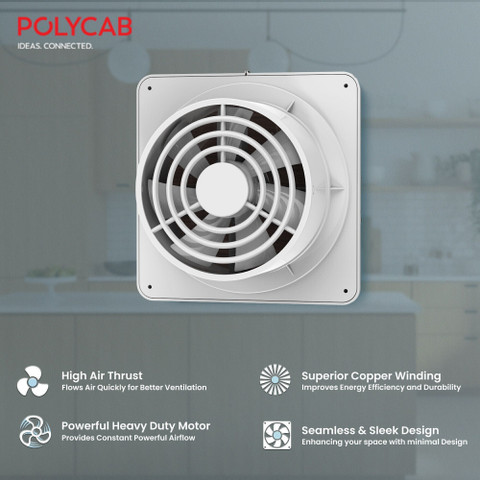 Polycab Freshly Prime 150mm Air Exhaust fan for Kitchen, Bathroom