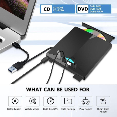 microware in1 External CD/DVD Drive USB C, for PC - Main Image