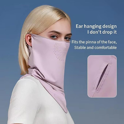 REVATAKG Women Summer UV Protection Neck Scarf Ice Silk Face Mask