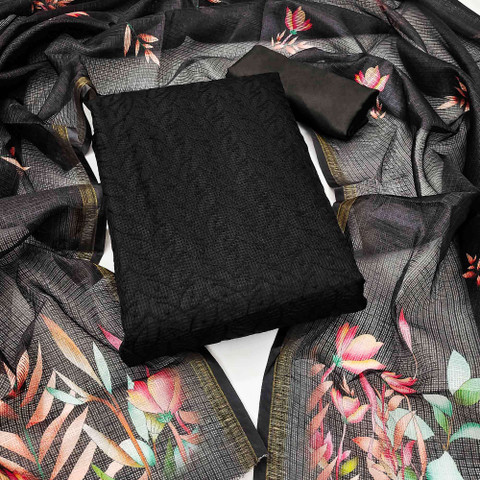 Peachmode Cotton Blend Embroidered Salwar Suit Material Price in