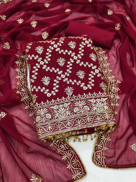 HLSILKMILLS Pure Cotton Embroidered Salwar and Dupatta Material