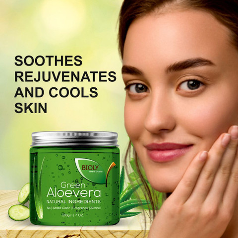 Bioly Organic Green Aloe Vera Gel Face Mask (For Skin Lightening and  Glowing Skin) - Price in India, Buy Bioly Organic Green Aloe Vera Gel Face  Mask (For Skin Lightening and Glowing