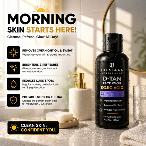 blestaaa essentialss Kojic Acid Bright & Even Tone with Niacinamide and Glutathione Men All Skin Types | Face Wash