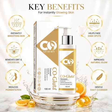 CO LUXURY Glutathione With Kojic Acid & Vit E | For Pigmentation & Oil Control Face Wash