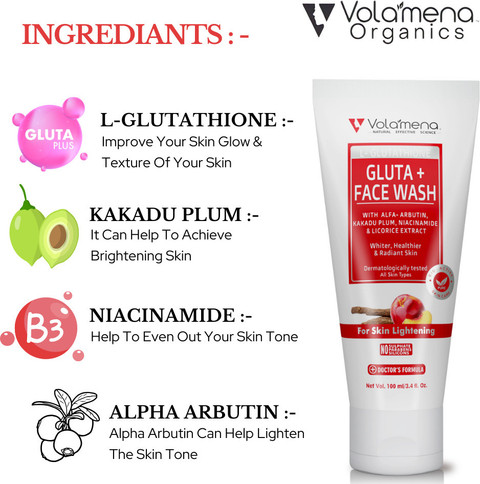 Volamena L-Glutathione Gluta+ with plum extract & Licorice extract Face  Wash
