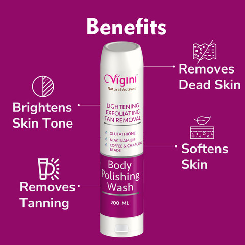 Vigini Exfoliating Coffee Scrub Body Wash & Cream Dark Dull Uneven Skin Spots Removal Price in India