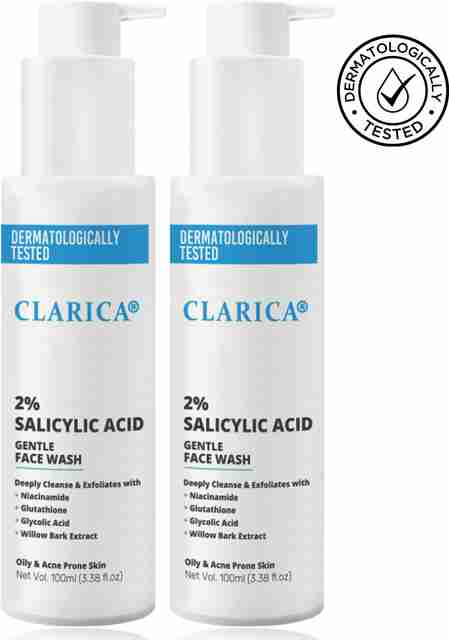 CLARICA 2% Salicylic Acid Gentle with Niacinamide and Glutathione ( Pack of 2) Face Wash - Price in India, Buy CLARICA 2% Salicylic Acid Gentle with Niacinamide and Glutathione ( Pack of CLARICA 2% Salicylic Acid Gentle with Niacinamide and Glutathione ( Pack of 2) Face Wash - Price in India, Buy CLARICA 2% Salicylic Acid Gentle with Niacinamide and Glutathione ( Pack of