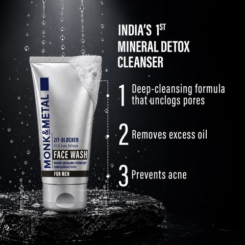 MONK&METAL Zit Blocker Acne & Oil Control for Men with Charcoal and Volcanic Ash Face Wash (125 g) - Image 8