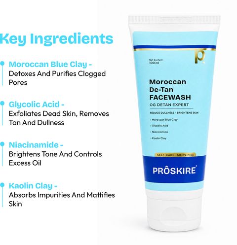 Proskire Moroccan De-Tan Blue Clay Face Wash 100ml - Image 8