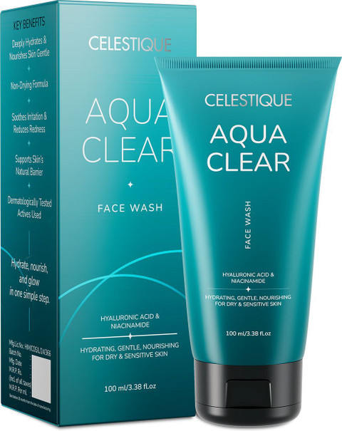 Celestique Aqua Clear Hydrating with Hyaluronic Acid, Aloe Vera &  Niacinamide | Gentle Cleanser for Dry, Sensitive Skin Face Wash - Price in  India, Buy Celestique Aqua Clear Hydrating with Hyaluronic Acid,