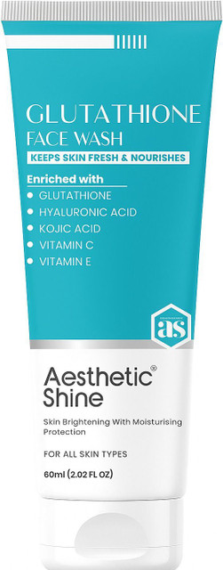 glutathione face wash review Aesthetic Shine Glutathione With Hyaluronic Acid , Kojic Acid, Niacinamide  & Betaine Face Wash