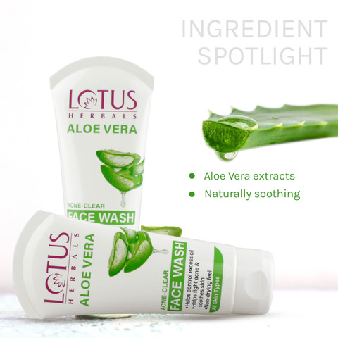 LOTUS HERBALS Aloe Vera Acne Clear face wash 50ml (pack of 2) Face Wash -  Price in India, Buy LOTUS HERBALS Aloe Vera Acne Clear face wash 50ml (pack  of 2) Face