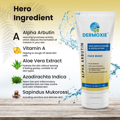 Dermoxie ALPHA ARBUTIN FACE WASH| FOR SKIN BRIGHTENING AND EXFOLIATING Face  Wash