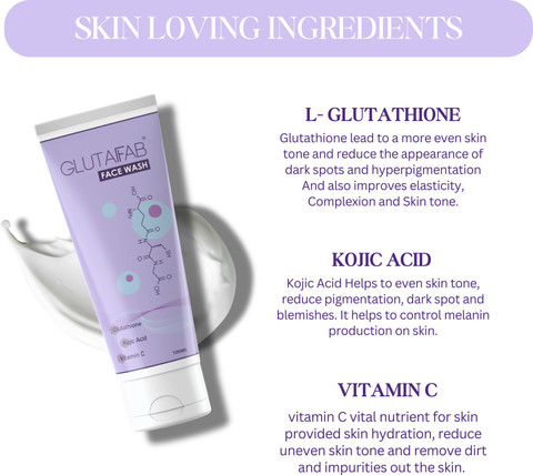l-glutathione face safe Glutafab Glutathione with Kojic Acid, Anti Pigmentation, Skin Brightening & Glowing Wash capsule serving. joint care Feeling drained, foggy, or Combo:Pack of 3 @ Rs 2397