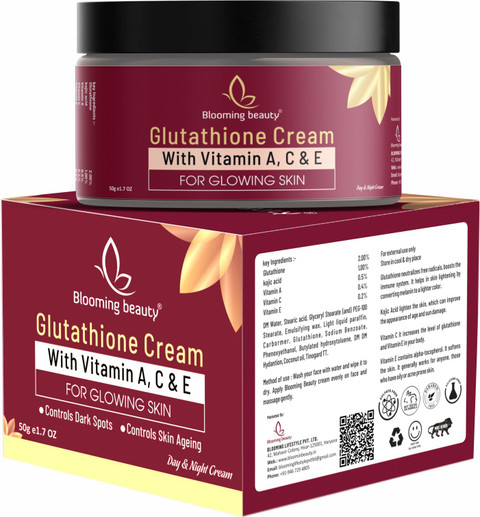 Blooming beauty Glutathione Day & Night Cream With Vitamin A,C & E And  Kojic Acid For Skin Glowing, 50 g Price in India - Buy Blooming beauty  Glutathione Day & Night Cream