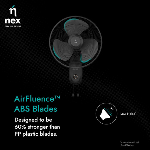 NNEX Glyde A5 Wall Fan 400 Black with 2 Year Warranty 400 mm Wall
