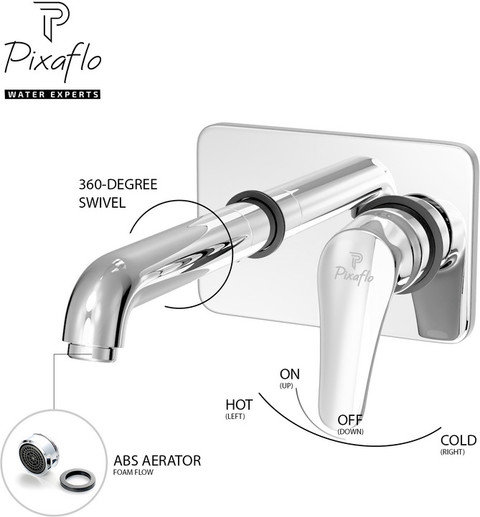 Infix Installations PIXAFLO Brass Concealed Single Lever Basin Mixer Wall mounted With ...
