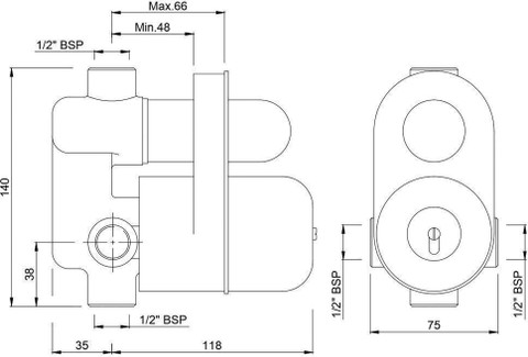 Jaquar 079N Concealed Body for Single Lever High Flow Diverter Diverter ...