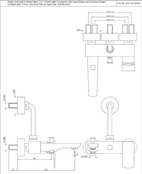 Jaquar KUBIX PRIME Series Exposed Part Kit of Faucet Normal Flow 3