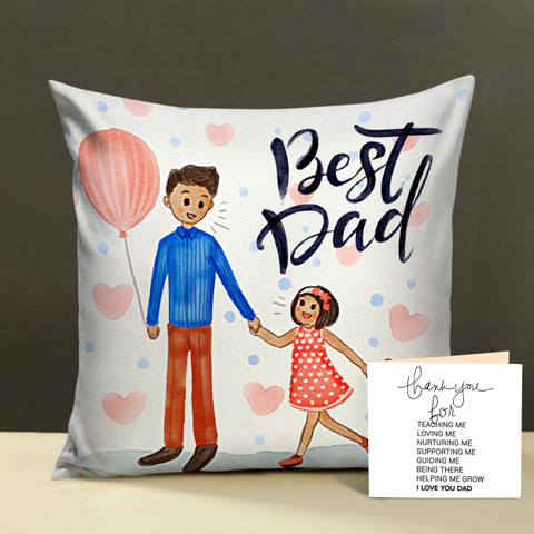Dad Gift Throw Pillow Cover - 18x18 Inch Linen, Heartfelt Message From Daughter/Son