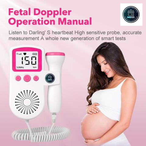 MDSS Fetal Doppler Portable Handheld Baby Heart Rate Monitor Pink