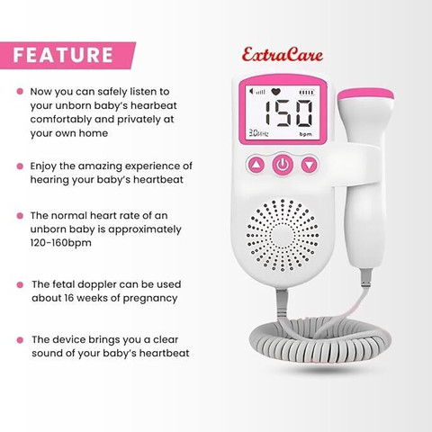 Dr care Portable Baby Heart Rate Monitor Fetal Doppler with Headphone Jack  Pink Fetal Doppler