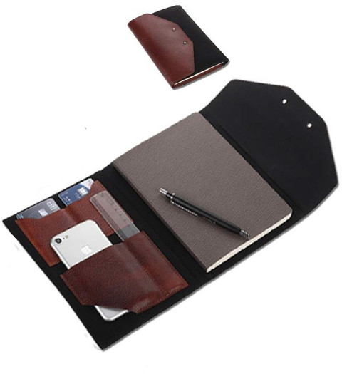 ADVINCI Canvas and Leather Notebook Sleeve with Diary, Card Phone Holder  Multiple Card Slot