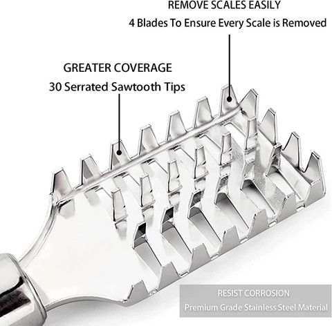 VREPPEN Stainless Steel Sawtooth Fish Scale Remover Scraper Fish