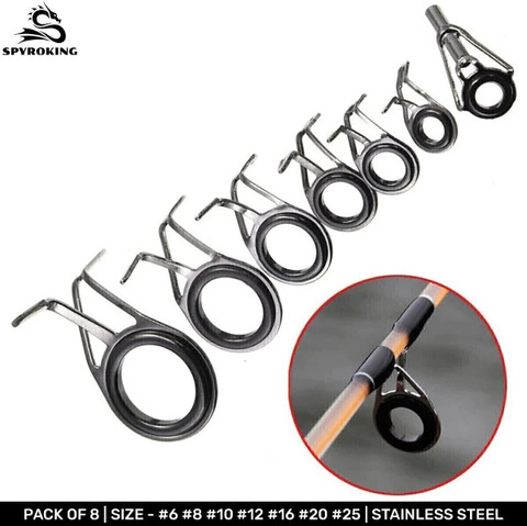 SPYROKING Fishing Solid Rod Guide Tip Top Ring Repair (7 PCs)  RRRSTLMIX-SKA91 Multicolor Fishing Rod