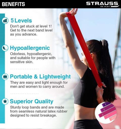 Strauss Silicone Resistance Bands Resistance Loop Band Exercise Band  |Stretch Band Resistance Band
