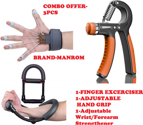 MANROM COMBO-3,ADJUSTABLE HANDGRIPPER+FINGER EXCERCISER AND ADJ
