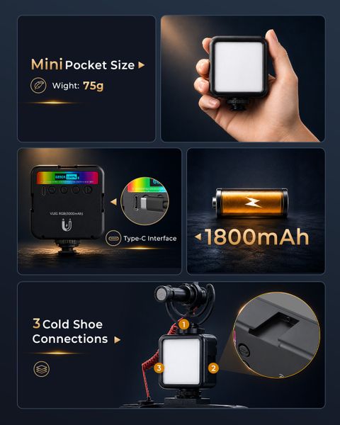 CEROAN Mini Influencer Light for Video, LED Pocket Video Mobile Light ...