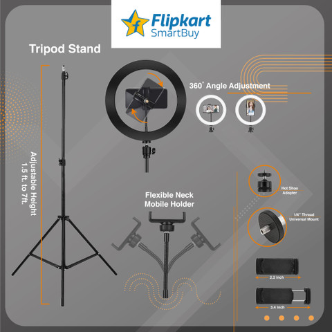 Flipkart SmartBuy 10 inch Big LED Selfie Ring Light with Tripod Stand  Feet mode Ring Flash