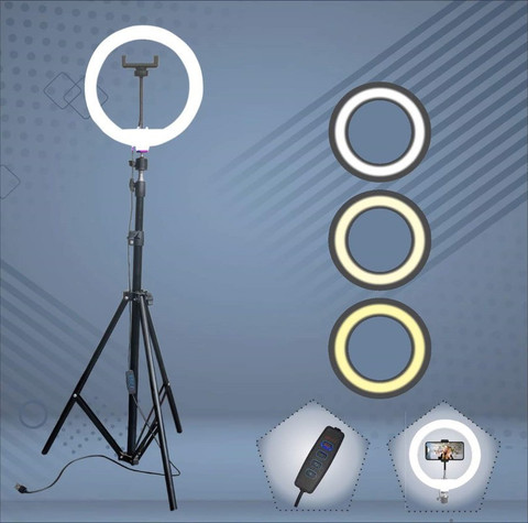 SHINEON 10 “ LED ring light with ft tripod stand for reels, facebook,  Ring Flash