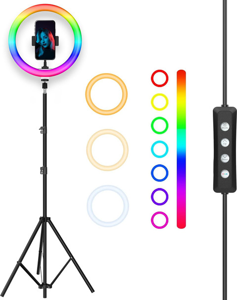 Tygot 14 Inch RGB LED Ring Light with Feet Tripod for Phone