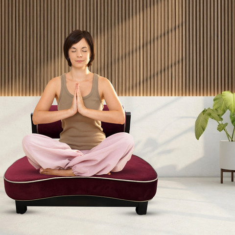 Friends of Meditation Rama Chair Wood Yoga Chair Maroon Meditation Chair