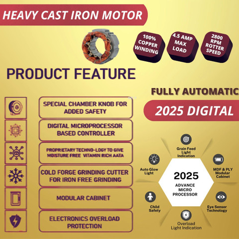 Shreejifine Hexagon Mill Max Pro Stainless Steel Gharghanti Atta
