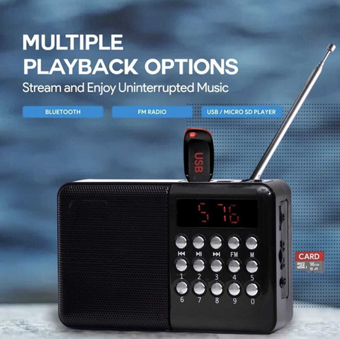 JAXTER Black FT614 Pocket Size FM Bluetooth Speaker |8 HRS Backup