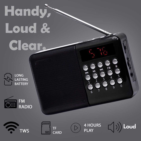 JAXTER Black FT614 Pocket Size FM Bluetooth Speaker |8 HRS Backup