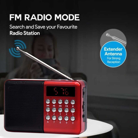 Radio Bluetooth Speaker Mini Digital Fm Radio Speaker JAXTER Red