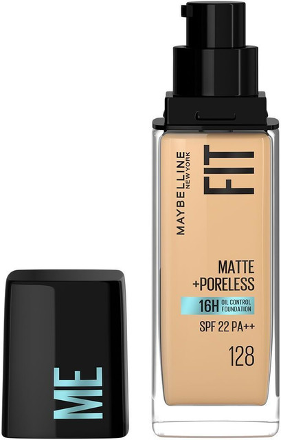 Maybelline Fit Me Matte & Poreless Foundation – 2x 18ml Tube, 128 Warm Nude, 16h Mattierung & Porenoptik