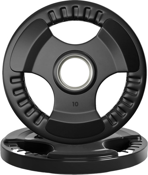 FITRXX Finger Weight Plates 10Kg×2 Rubber Coated for Home Gym, Dumbbells,  Exercise Black Weight Plate