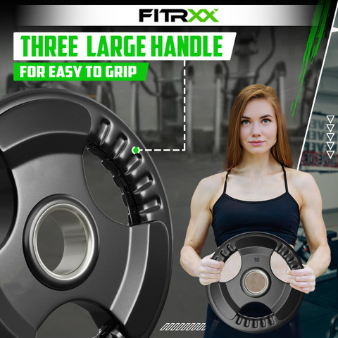 FITRXX Finger Weight Plates 10Kg×2 Rubber Coated for Home Gym, Dumbbells,  Exercise Black Weight Plate